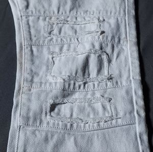 White jeans with distressed legs. Men's 32" x 30"